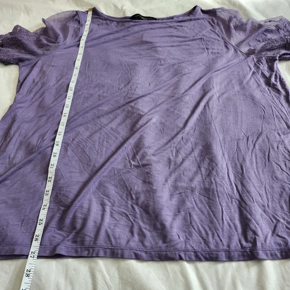 Colleen Lopez Purple Lace Sleeve Blouse - Picture 5 of 8
